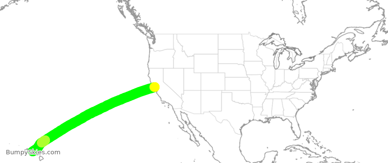 Turbulence forecast map for ASA847, OAK to HNL