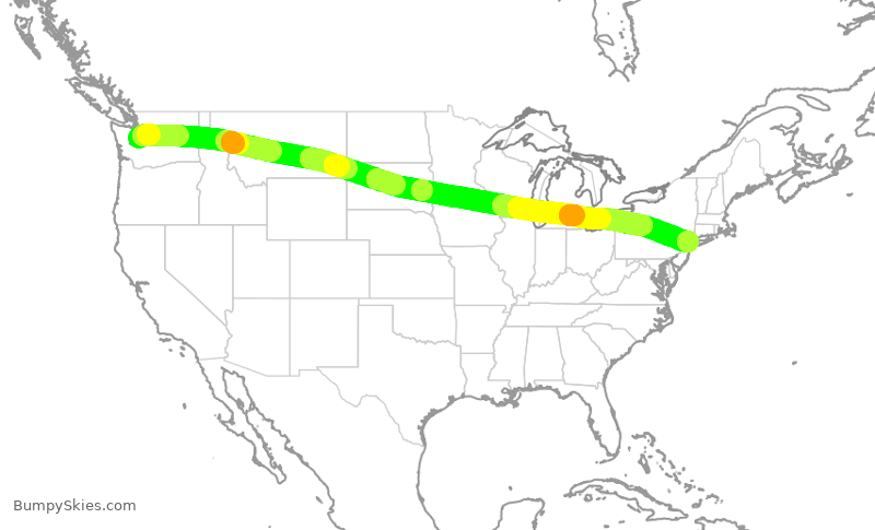 Turbulence forecast map for ASA84, SEA to JFK