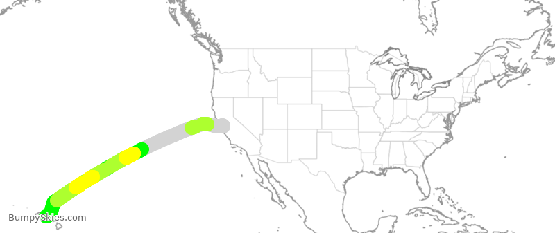 Turbulence forecast map for ASA853, SJC to HNL