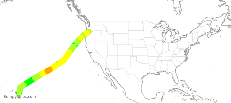 Turbulence forecast map for ASA856, PDX to KOA