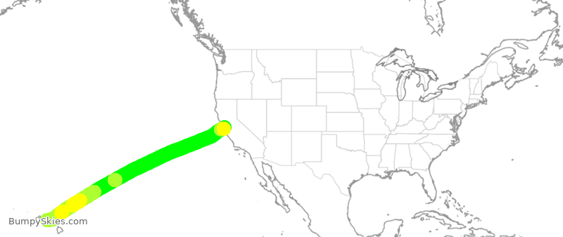 Turbulence forecast map for ASA862, HNL to SFO