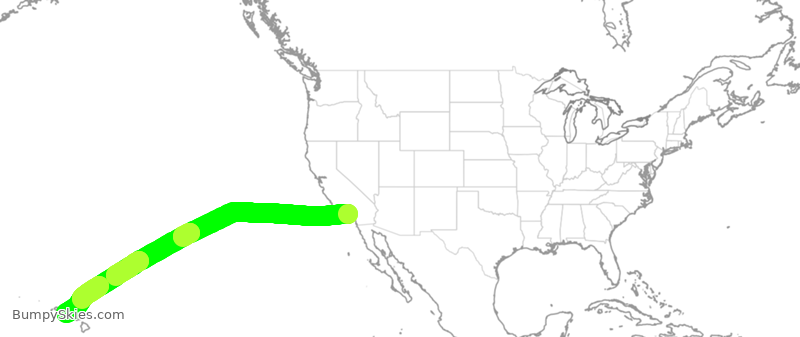 Turbulence forecast map for ASA869, LGB to HNL