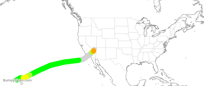 Turbulence forecast map for ASA875, LAS to HNL
