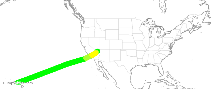 Turbulence forecast map for ASA876, HNL to LAS