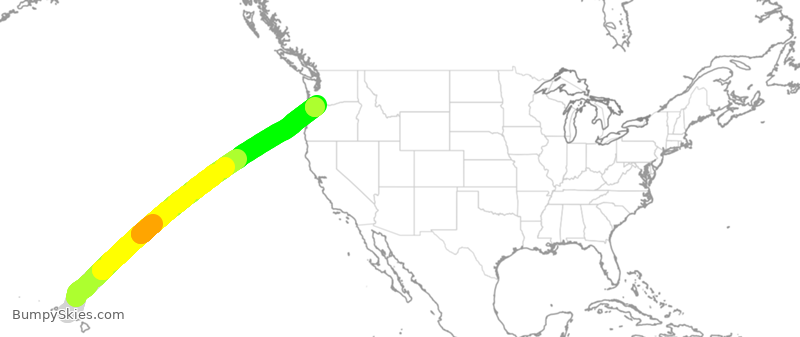 Turbulence forecast map for ASA879, HNL to PDX