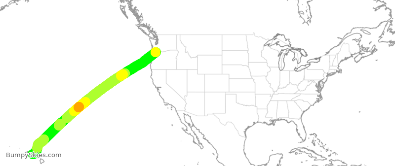 Turbulence forecast map for ASA880, PDX to HNL