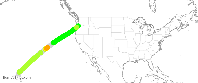 Turbulence forecast map for ASA880, HNL to PDX