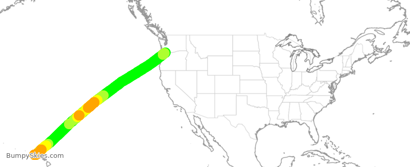 Turbulence forecast map for ASA884, LIH to PDX