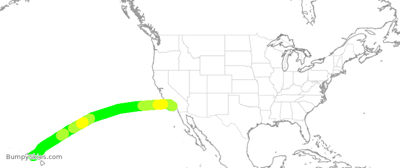 Turbulence forecast map for ASA888, LAX to HNL