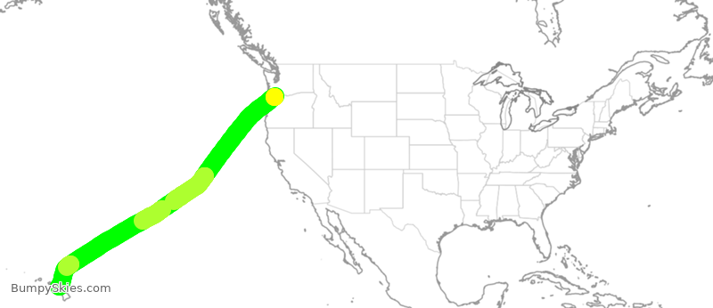 Turbulence forecast map for ASA889, PDX to OGG