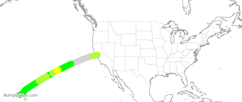 Turbulence forecast map for ASA891, SJC to HNL