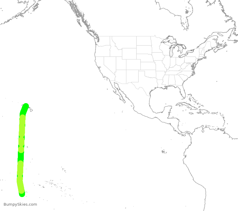 Turbulence forecast map for ASA896, RAR to HNL