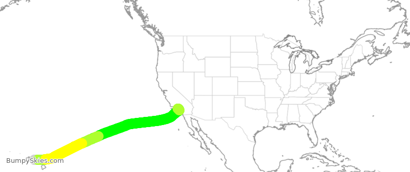 Turbulence forecast map for ASA897, HNL to LAX