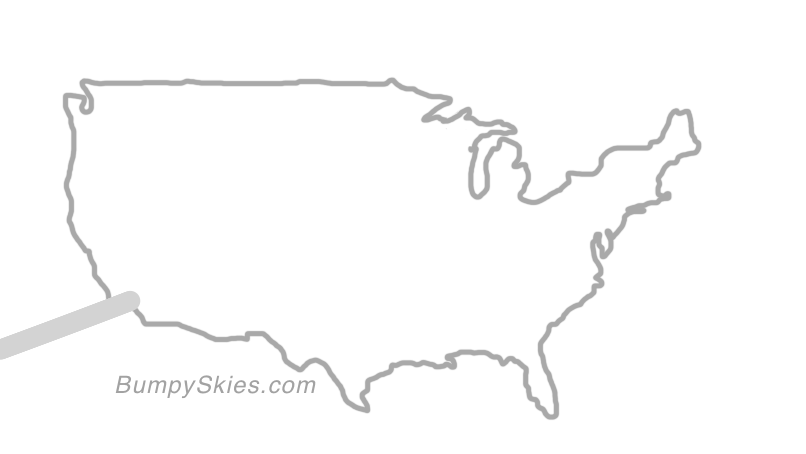Map of continental US with illustrated flight path and turbulence forecast (described in text below)
