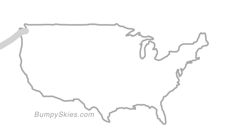 Map of continental US with illustrated flight path and turbulence forecast (described in text below)