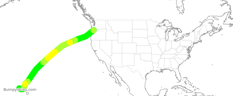 Turbulence forecast map for ASA902, PDX to LIH