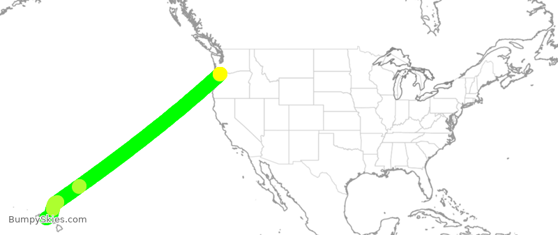 Turbulence forecast map for ASA907, PDX to HNL