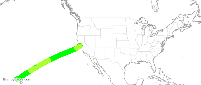 Turbulence forecast map for ASA907, HNL to SFO