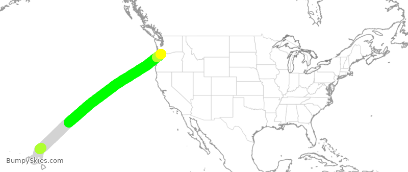 Turbulence forecast map for ASA908, HNL to PDX