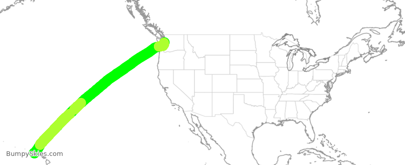 Turbulence forecast map for ASA9230, LIH to SEA
