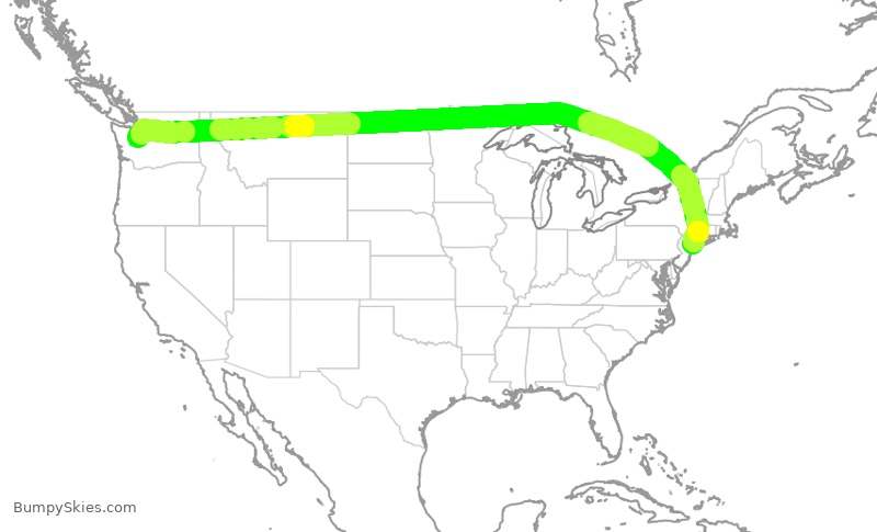 Turbulence forecast map for ASA9235, JFK to SEA