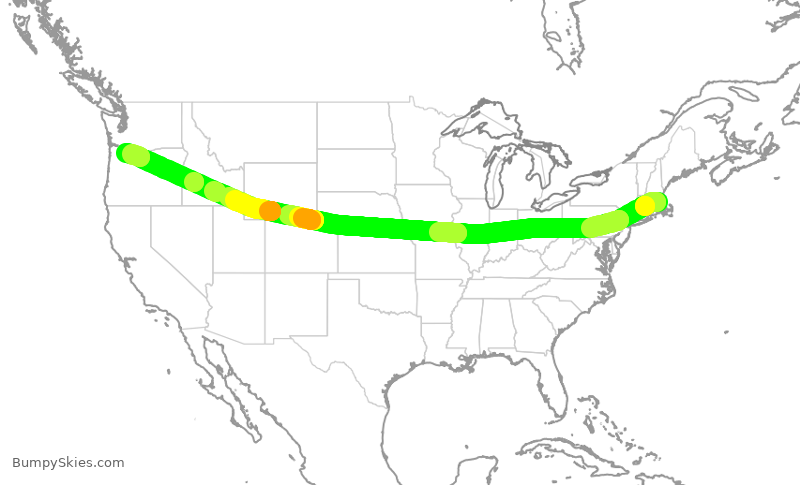 Turbulence forecast map for ASA9236, BOS to PDX