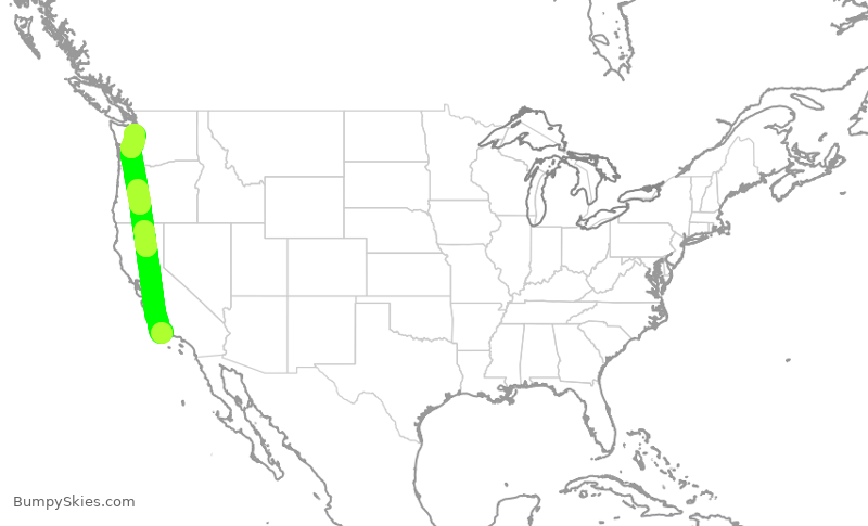 Turbulence forecast map for ASA9240, SBA to SEA