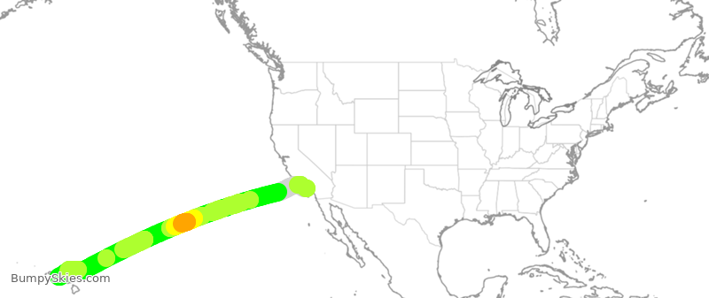 Turbulence forecast map for ASA9280, LAX to HNL