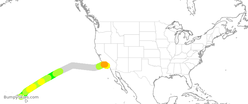 Turbulence forecast map for ASA9283, LAX to HNL