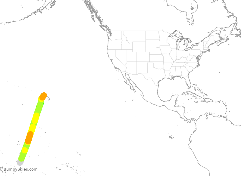 Turbulence forecast map for ASA9286, PPG to HNL