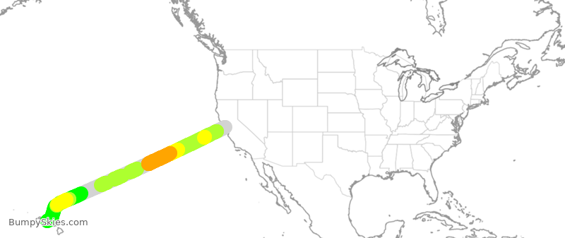 Turbulence forecast map for ASA9305, OAK to HNL