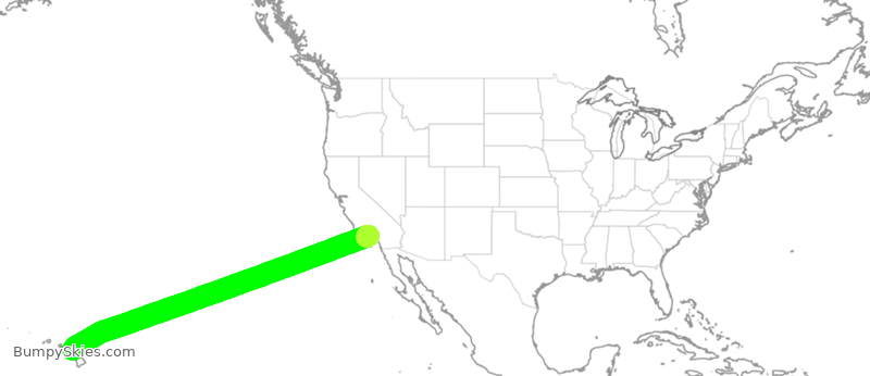 Turbulence forecast map for ASA933, LAX to OGG