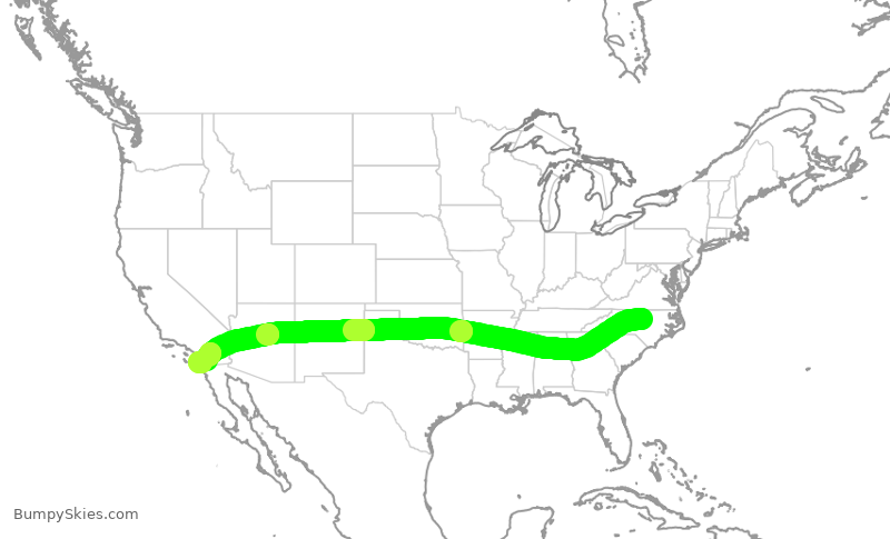 Turbulence forecast map for ASA9341, RDU to SAN