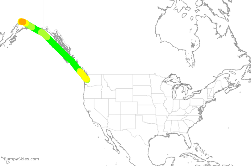 Turbulence forecast map for ASA93, SEA to ANC