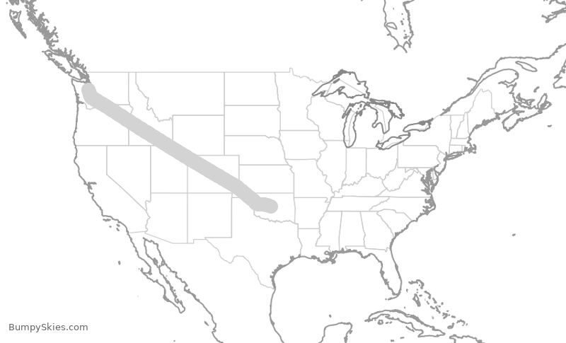 Turbulence forecast map for ASA9421, SEA to OKC