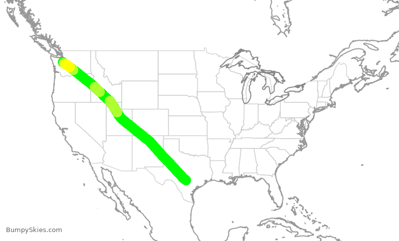 Turbulence forecast map for ASA9441, SAT to SEA