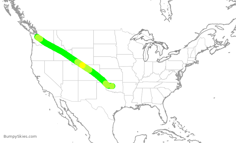 Turbulence forecast map for ASA9443, OKC to SEA