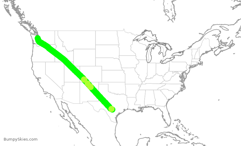 Turbulence forecast map for ASA9461, SEA to SAT