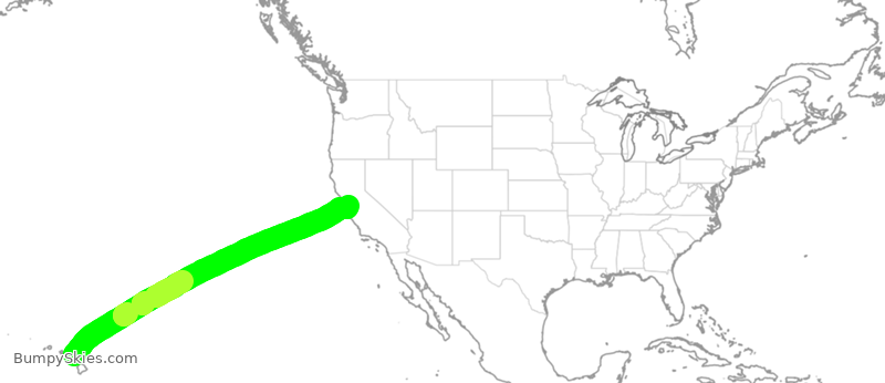 Turbulence forecast map for ASA954, OGG to SJC