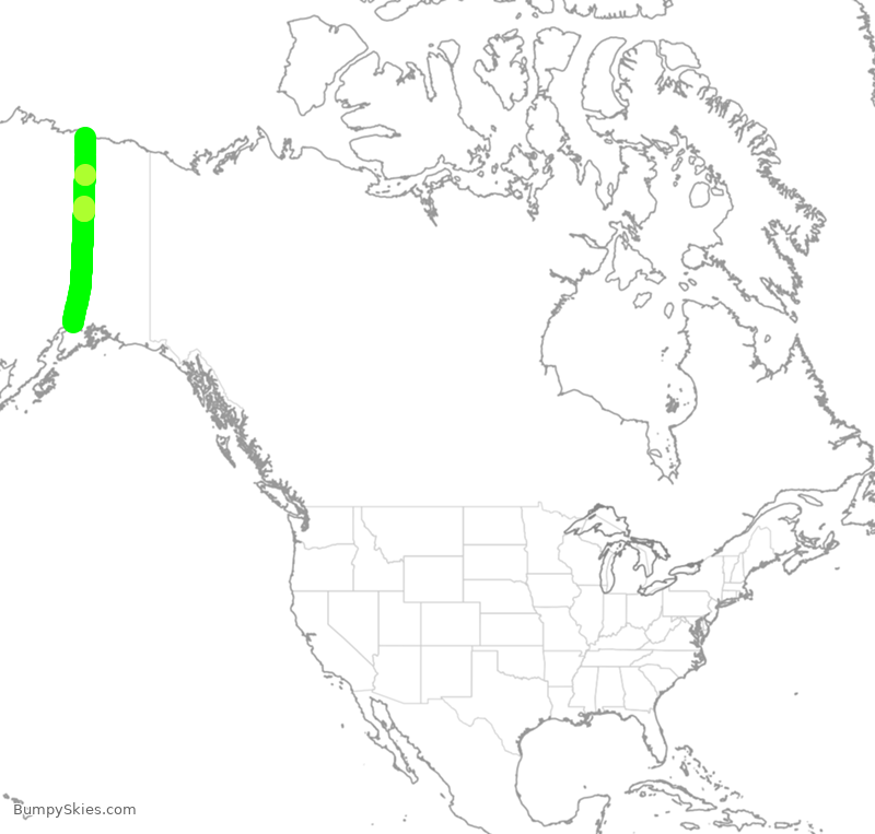 Turbulence forecast map for ASA9560, ANC to SCC