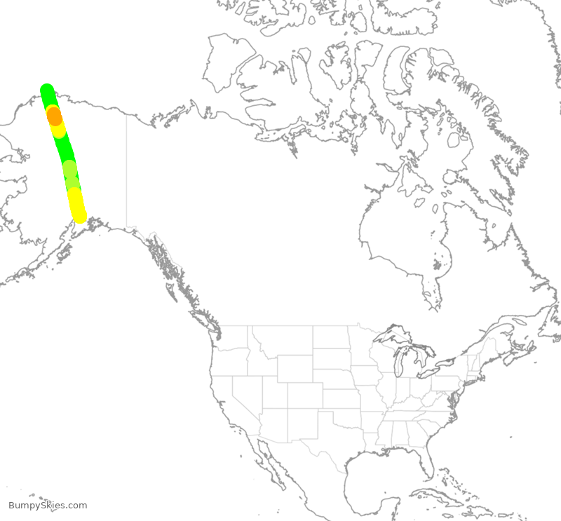 Turbulence forecast map for ASA9562, ABR to ANC