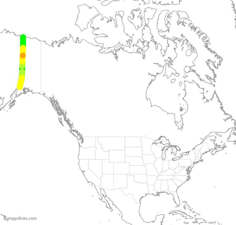 Turbulence forecast map for ASA9562, ANC to ASC