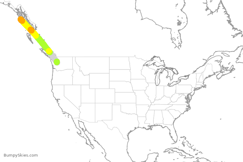 Turbulence forecast map for ASA9582, SIT to SEA