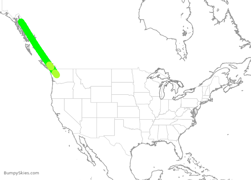 Turbulence forecast map for ASA95, SEA to AJN