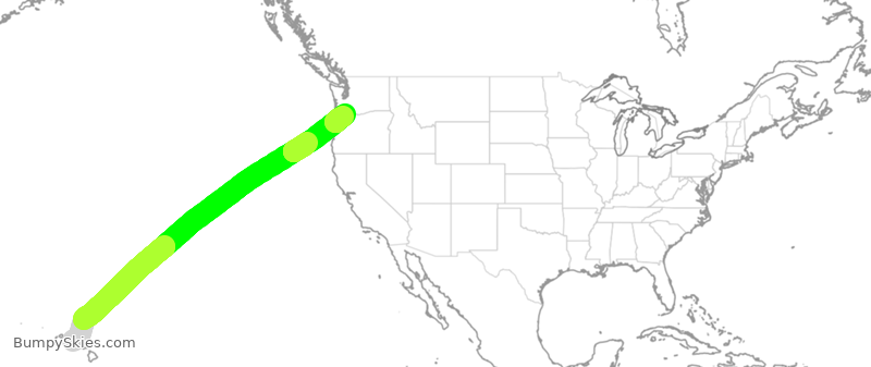 Turbulence forecast map for ASA961, HNL to PDX