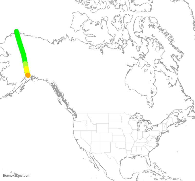 Turbulence forecast map for ASA9625, BRW to ANC