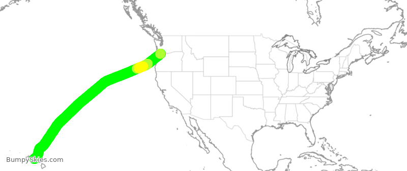 Turbulence forecast map for ASA962, PDX to HNL