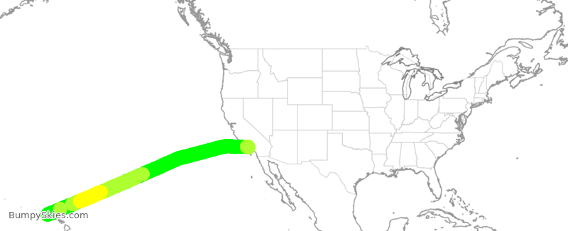 Turbulence forecast map for ASA964, LIH to LAX