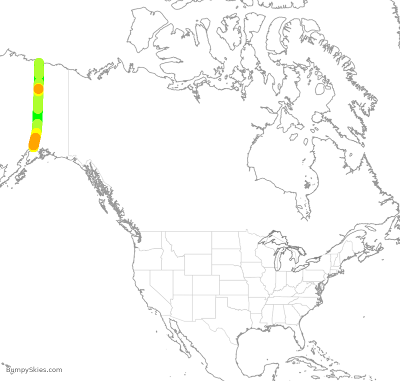 Turbulence forecast map for ASA9661, ANC to SCC