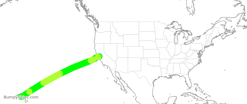 Turbulence forecast map for ASA9681, HNL to SJC